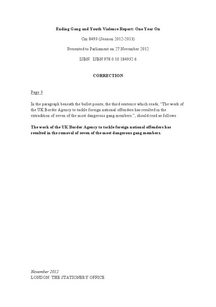 End Gang and Youth Violence HM Government 2012